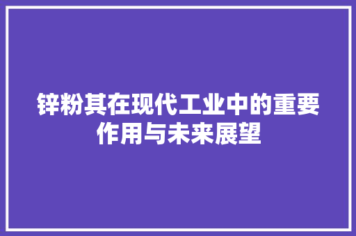 锌粉其在现代工业中的重要作用与未来展望