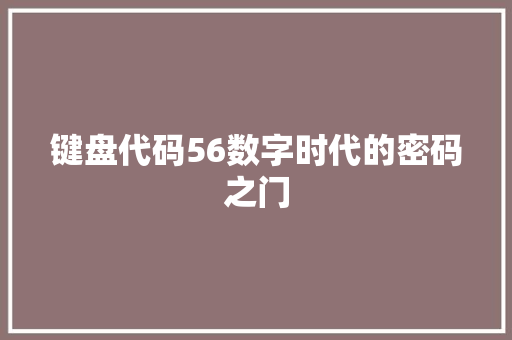 键盘代码56数字时代的密码之门