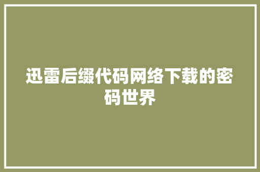 迅雷后缀代码网络下载的密码世界