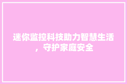 迷你监控科技助力智慧生活，守护家庭安全