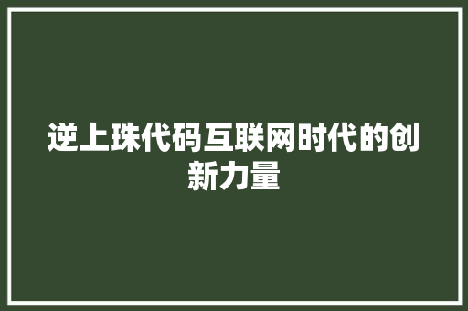 逆上珠代码互联网时代的创新力量