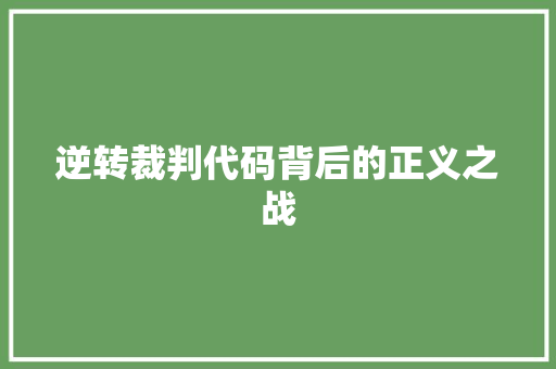 逆转裁判代码背后的正义之战