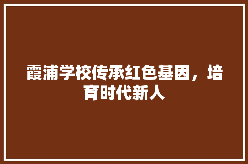 霞浦学校传承红色基因，培育时代新人