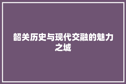韶关历史与现代交融的魅力之城