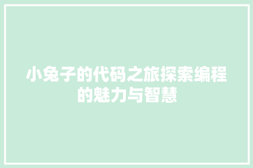 小兔子的代码之旅探索编程的魅力与智慧
