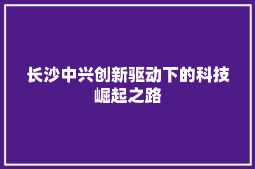长沙中兴创新驱动下的科技崛起之路