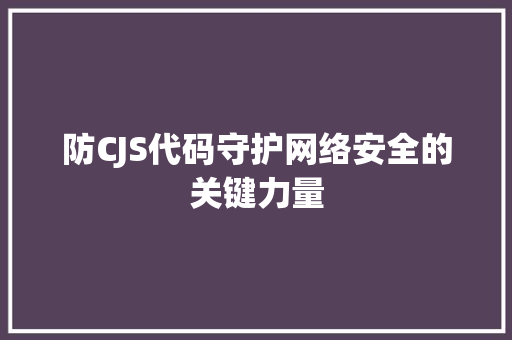 防CJS代码守护网络安全的关键力量