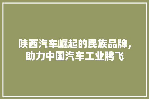 陕西汽车崛起的民族品牌，助力中国汽车工业腾飞