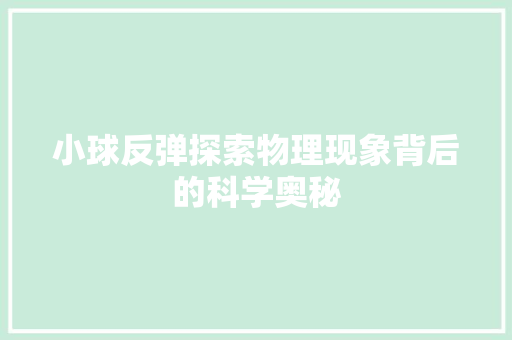 小球反弹探索物理现象背后的科学奥秘