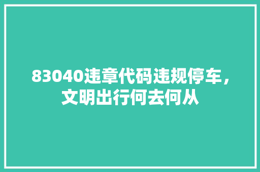 83040违章代码违规停车，文明出行何去何从