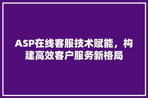 ASP在线客服技术赋能，构建高效客户服务新格局