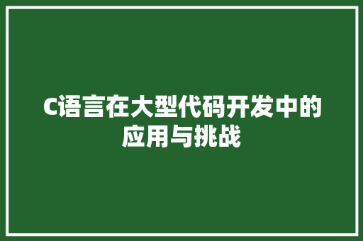 C语言在大型代码开发中的应用与挑战