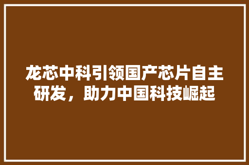 龙芯中科引领国产芯片自主研发，助力中国科技崛起  第1张