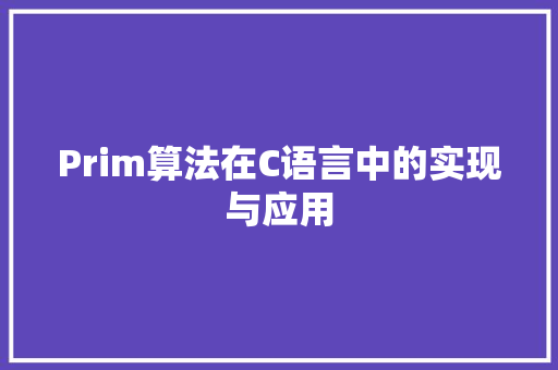 Prim算法在C语言中的实现与应用