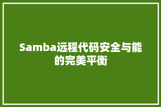 Samba远程代码安全与能的完美平衡