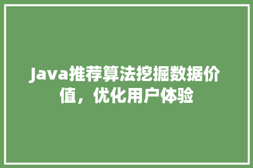 Java推荐算法挖掘数据价值，优化用户体验
