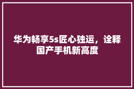 华为畅享5s匠心独运，诠释国产手机新高度