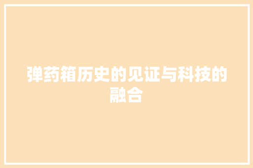 弹药箱历史的见证与科技的融合