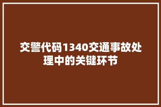 交警代码1340交通事故处理中的关键环节