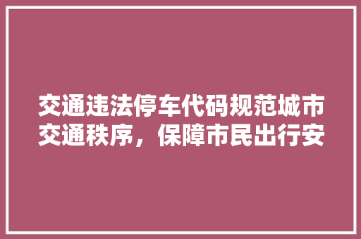 交通违法停车代码规范城市交通秩序，保障市民出行安全