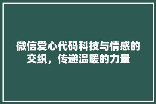微信爱心代码科技与情感的交织，传递温暖的力量  第1张