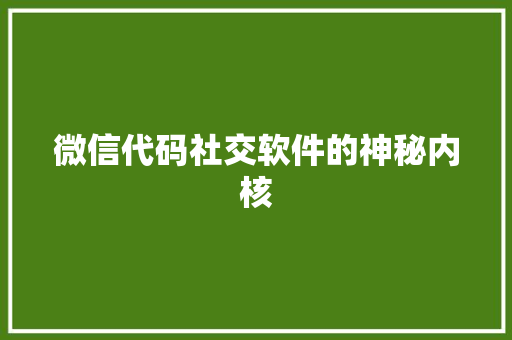 微信代码社交软件的神秘内核
