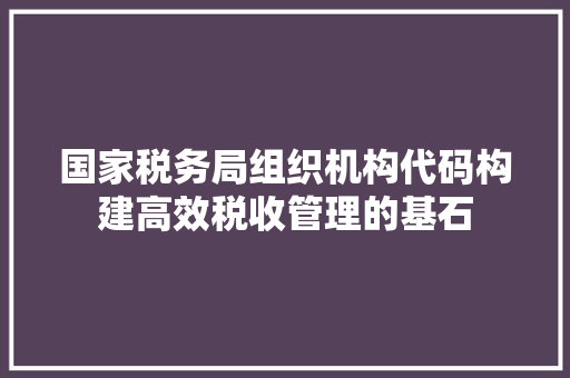 国家税务局组织机构代码构建高效税收管理的基石
