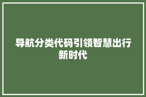 导航分类代码引领智慧出行新时代