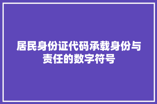 居民身份证代码承载身份与责任的数字符号