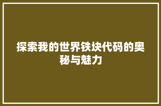 探索我的世界铁块代码的奥秘与魅力