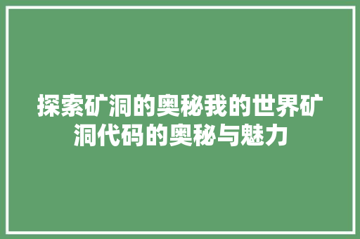 探索矿洞的奥秘我的世界矿洞代码的奥秘与魅力