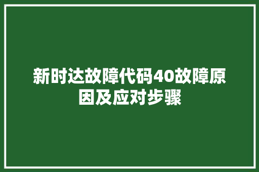 新时达故障代码40故障原因及应对步骤  第1张