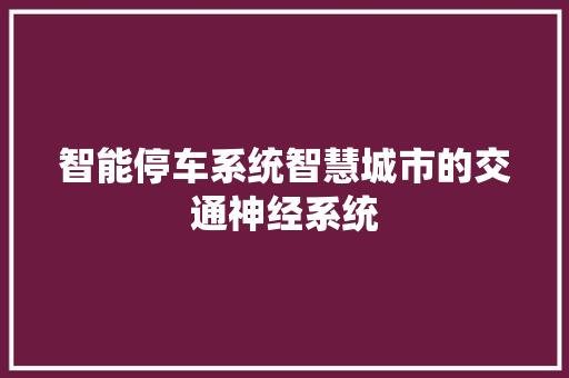 智能停车系统智慧城市的交通神经系统