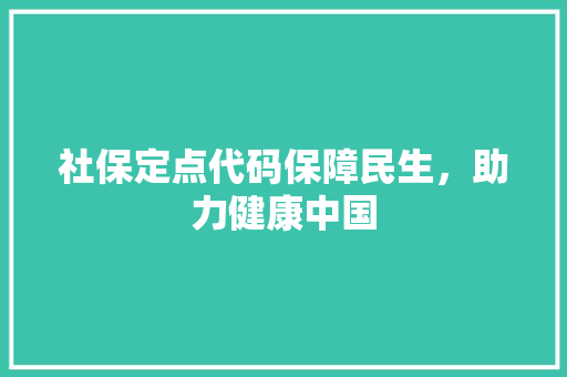 社保定点代码保障民生，助力健康中国