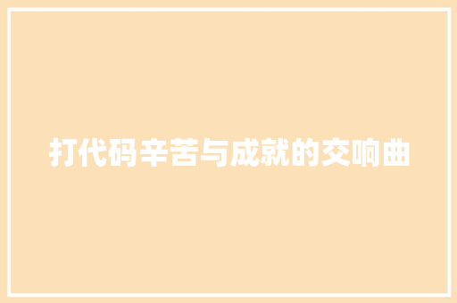 打代码辛苦与成就的交响曲