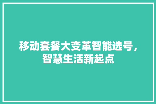 移动套餐大变革智能选号，智慧生活新起点