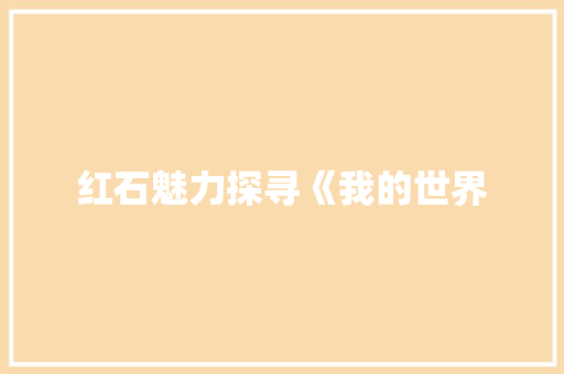 红石魅力探寻《我的世界
