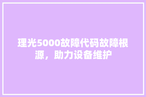 理光5000故障代码故障根源，助力设备维护