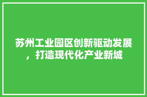 苏州工业园区创新驱动发展，打造现代化产业新城