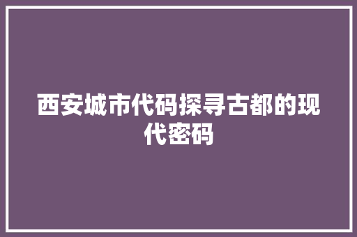 西安城市代码探寻古都的现代密码  第1张