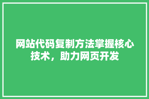 网站代码复制方法掌握核心技术，助力网页开发