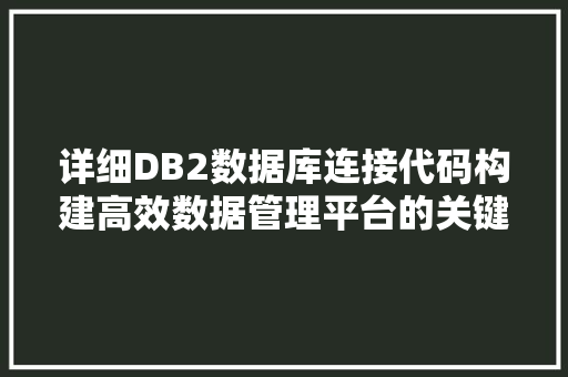 详细DB2数据库连接代码构建高效数据管理平台的关键
