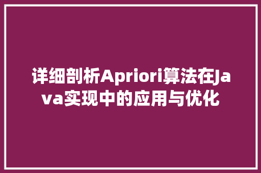 详细剖析Apriori算法在Java实现中的应用与优化