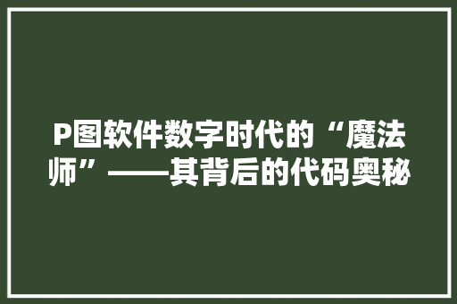 P图软件数字时代的“魔法师”——其背后的代码奥秘