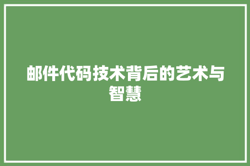 邮件代码技术背后的艺术与智慧