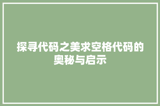 探寻代码之美求空格代码的奥秘与启示