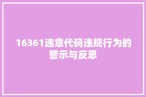 16361违章代码违规行为的警示与反思