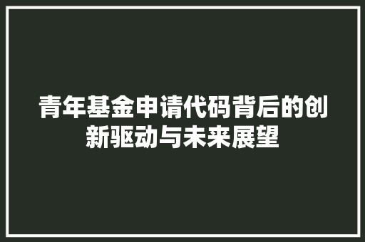 青年基金申请代码背后的创新驱动与未来展望