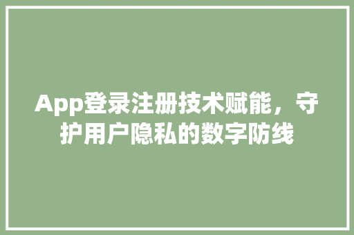 App登录注册技术赋能，守护用户隐私的数字防线