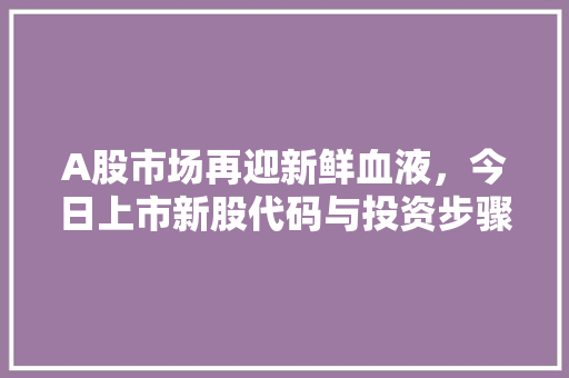 A股市场再迎新鲜血液，今日上市新股代码与投资步骤